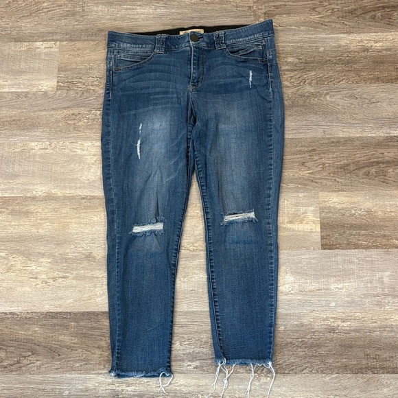 Democracy Medium Blue Distressed Cropped Jeans - Picture 1 of 3